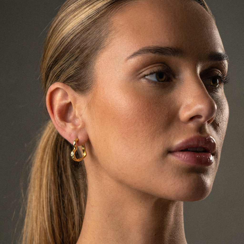 Lava Heart Ketting + Lava Heart Hoops Oorbellen 18K Goldplated