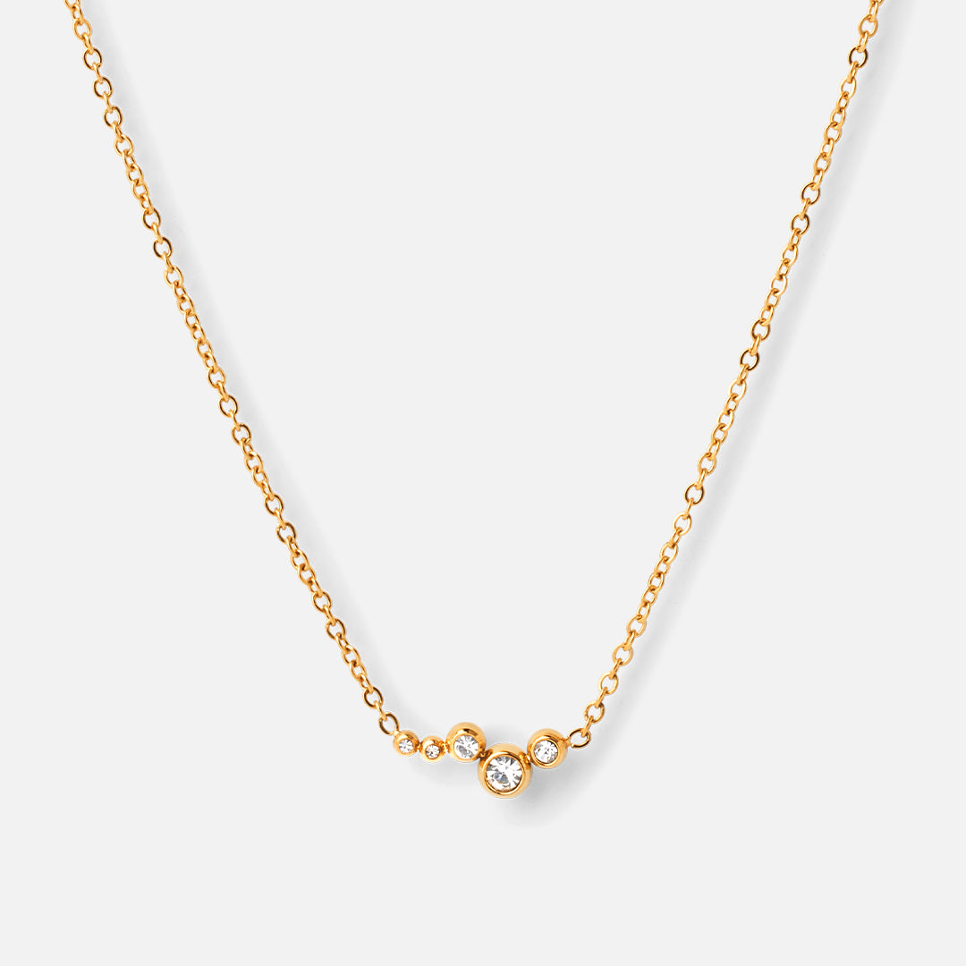 Cluster zirkonia ketting 18K goldplated - Josephine Nord