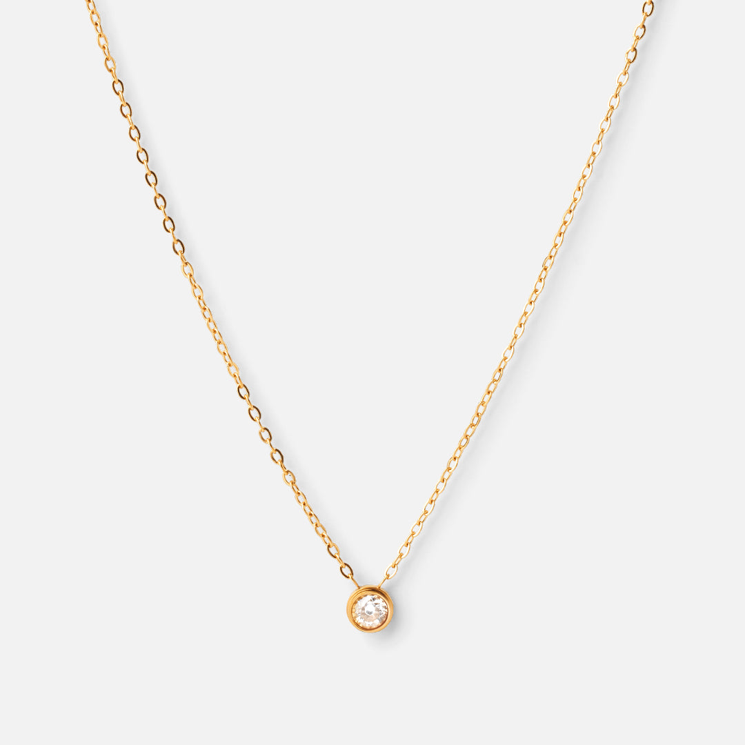 Single zirkonia ketting 18K goldplated - Josephine Nord