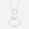 Circle Zirkonia Ketting 20 mm + Armband 12 mm Zilverkleurig