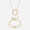 Circle Zirkonia Ketting 20 mm + Armband 12 mm 18K Goldplated