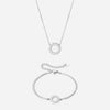 Circle Zirkonia Ketting 12 mm + Armband 12 mm Zilverkleurig