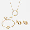 Circle Zirkonia Ketting 20 mm + Armband 12 mm + Oorbellen 10 mm 18K Goldplated