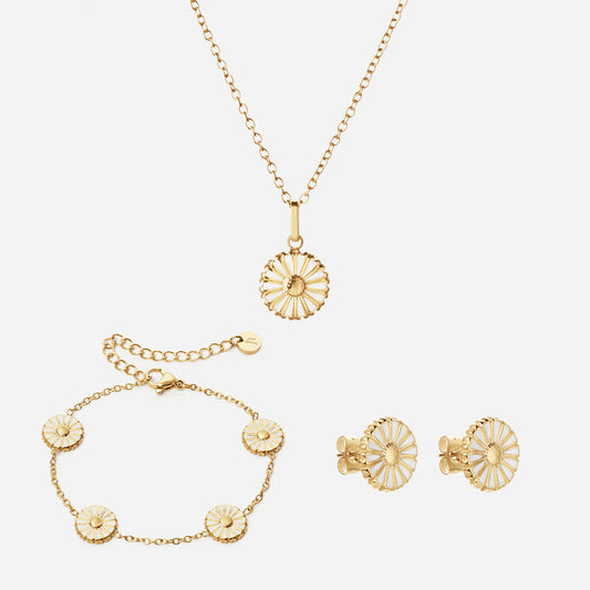 Margriet Ketting + Oorbellen + Armband 18K Goldplated