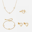 Heart Zirkonia Trio Ketting + Armband + Oorbellen + Ring 18K Goldplated 12 mm
