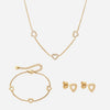 Heart Zirkonia Trio Ketting + Armband + Oorbellen 18K Goldplated 8 mm