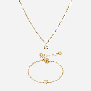 Ice Drop Zirkonia Armband + Ketting 18K Goldplated