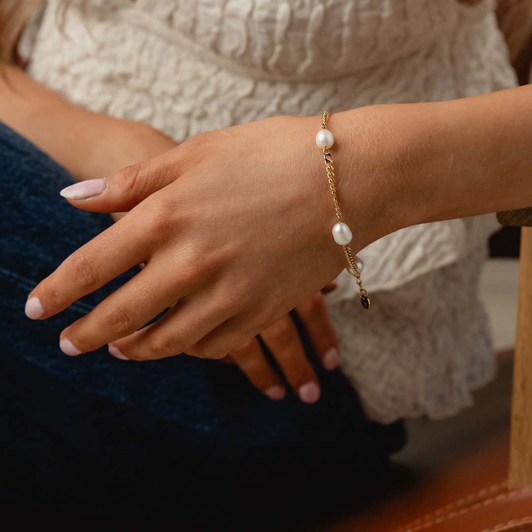 Gourmet Facet parelarmband 18K goldplated 3 mm - Josephine Nord
