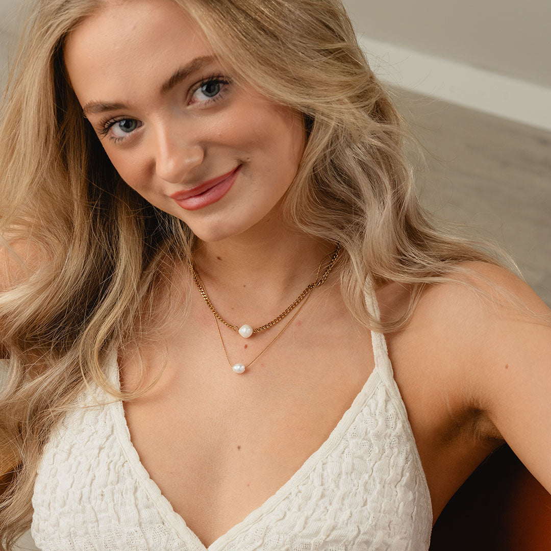 Gourmet Facet parelketting 18K goldplated 3 mm - Josephine Nord