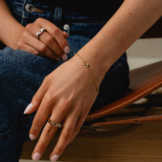 Scattered Flower armband + ketting 18K goldplated - Josephine Nord