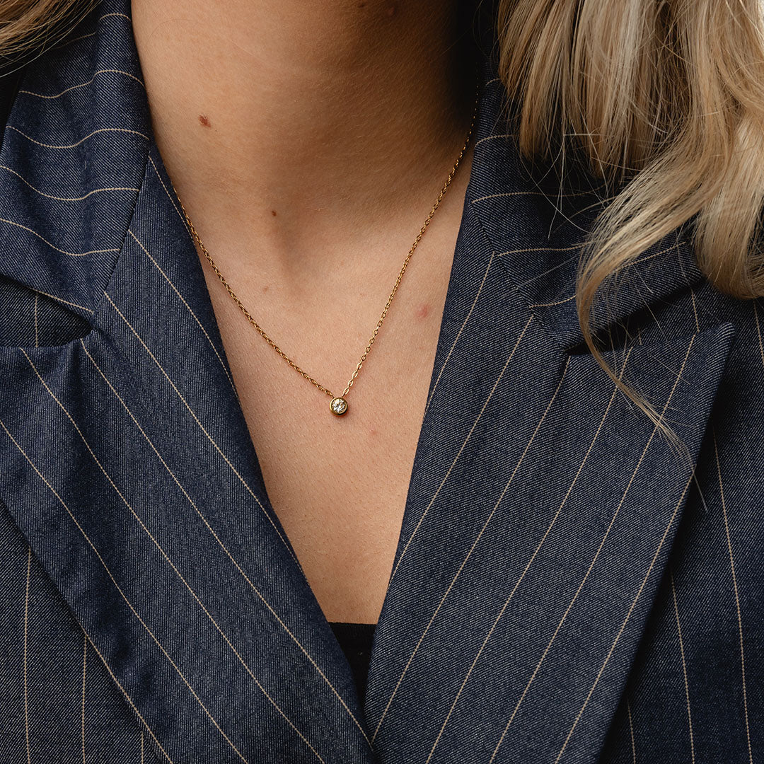 Single zirkonia ketting + zirkonia armband 18K goldplated - Josephine Nord
