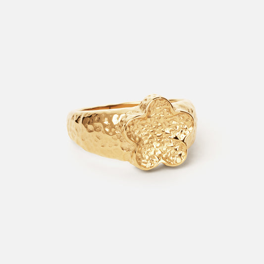 Hammered Flower Ring 18K Goldplated