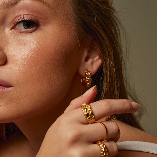 Meteor oorbel 18K goldplated - Josephine Nord