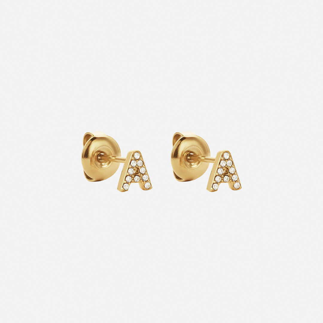 Letter Zirkonia Oorbellen 18K Goldplated