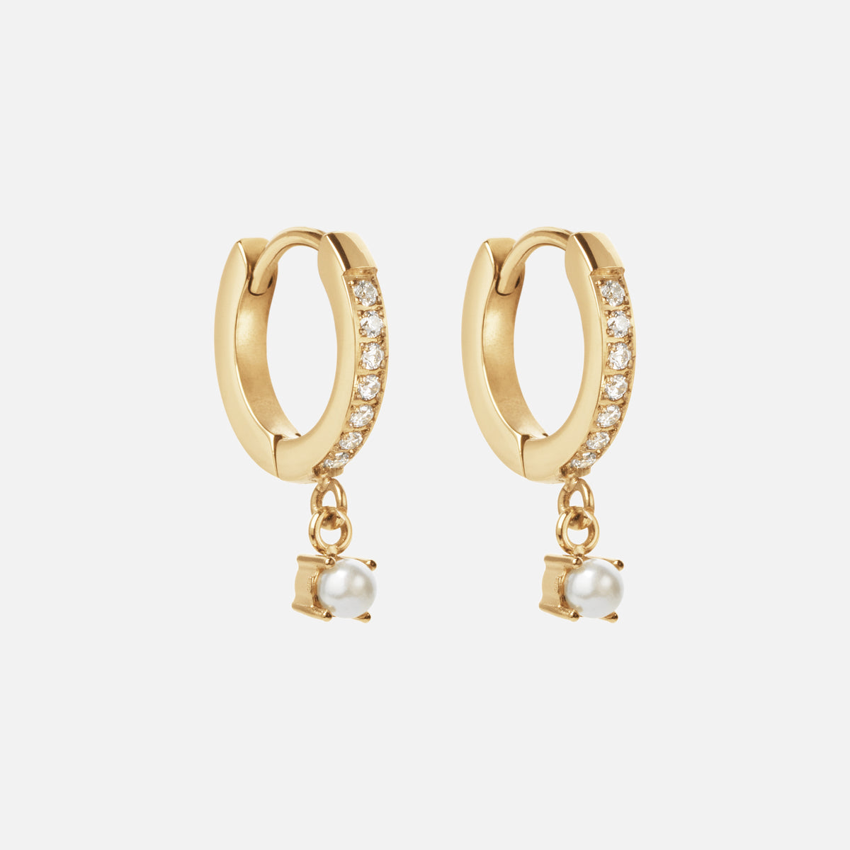 Zirkonia Pearl Drops Oorbellen 18K Goldplated