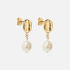 Melted Drop Oorbellen met Parel 18K Goldplated