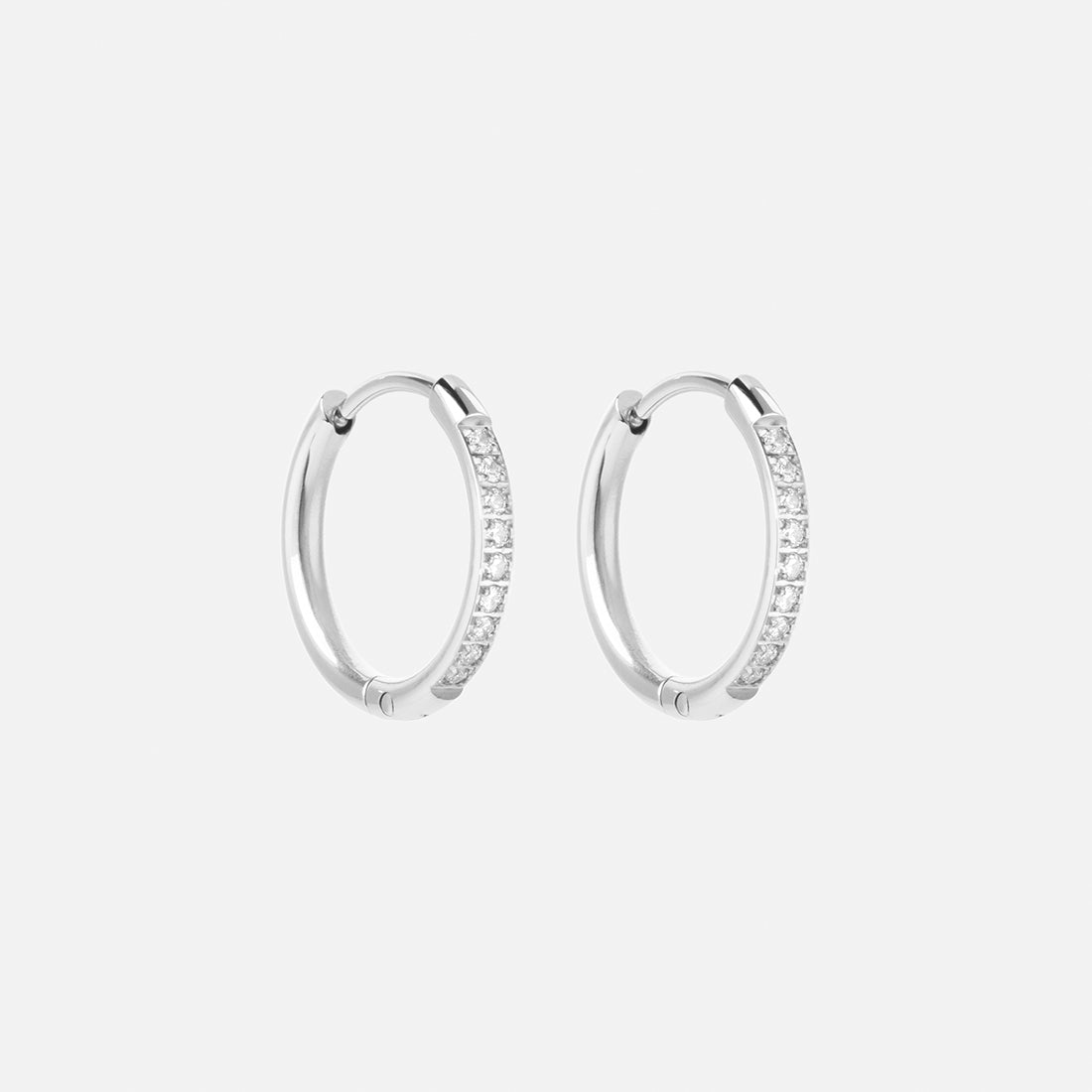 Zirkonia Hoops Oorbellen Zilverkleurig 16 mm