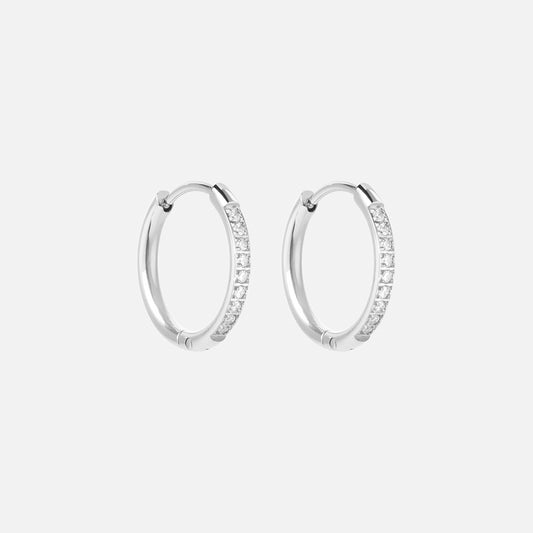 Zirkonia Hoops Oorbellen Zilverkleurig 16 mm