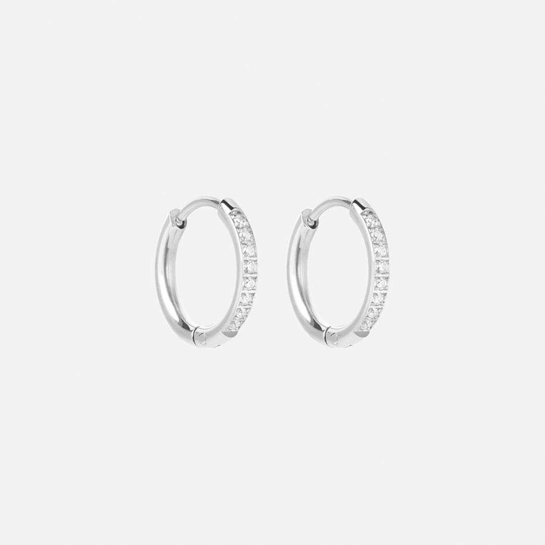 Zirkonia Hoops Oorbellen Zilverkleurig 14 mm