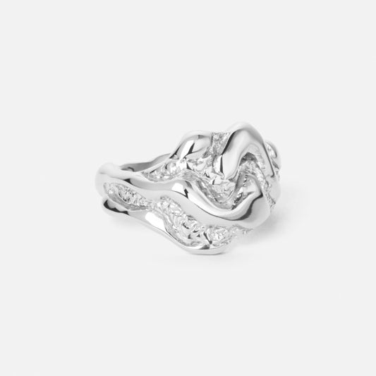 Lava Texture Ring Zilverkleurig