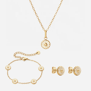 Margriet Ketting + Oorbellen + Armband 18K Goldplated 8 mm