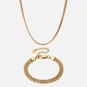 Mesh Ketting + Armband 18K Goldplated 6 mm