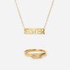 SISTER Ketting & SIS Ring 18K Goldplated