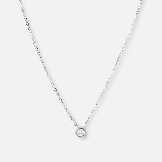Single Zirkonia Ketting Zilverkleurig