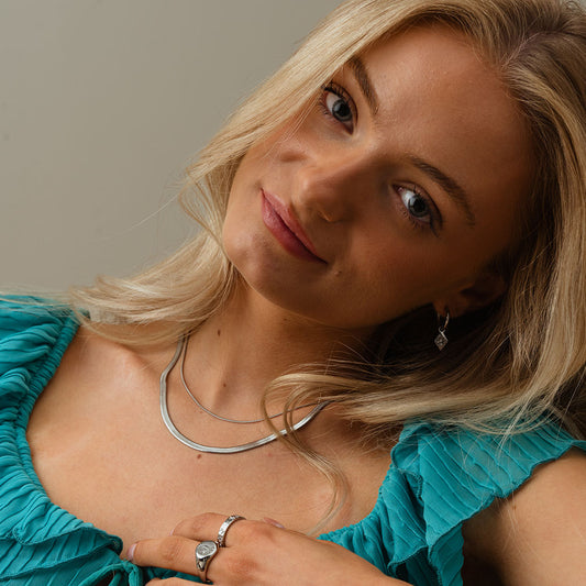 Ronde snake ketting zilverkleurig - Josephine Nord