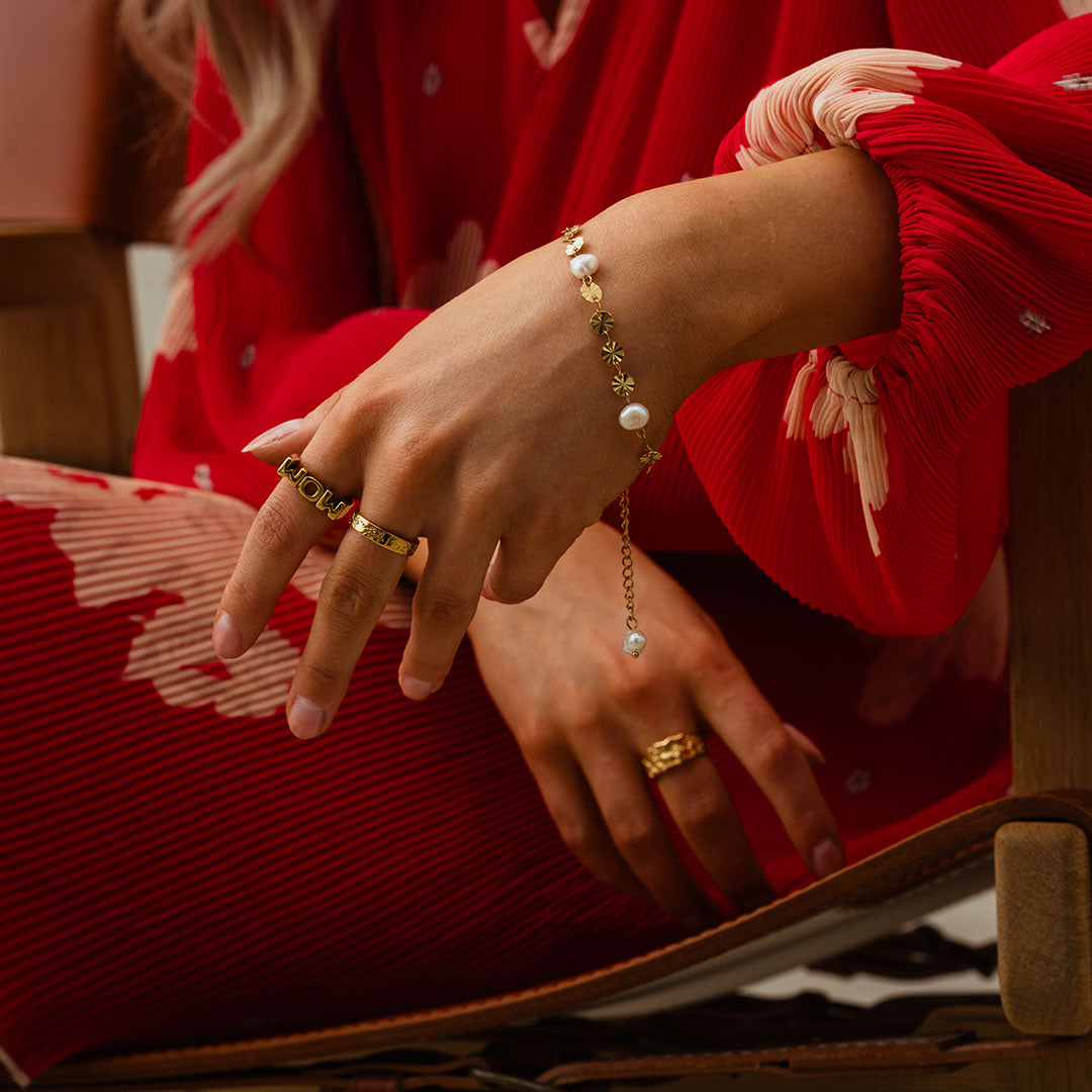 Sun parelarmband met zoetwaterparels 18K goldplated - Josephine Nord