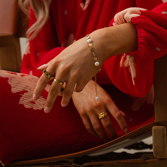 Sun parelarmband met zoetwaterparels 18K goldplated - Josephine Nord