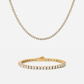Tennis Supreme zirkonia armband + ketting 18K goldplated 3 mm