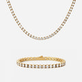Tennis Supreme Zirkonia Armband + Ketting 18K goldplated 4 mm
