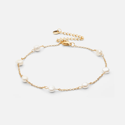 Dot enkelband met zoetwaterparels 18K goldplated - Josephine Nord