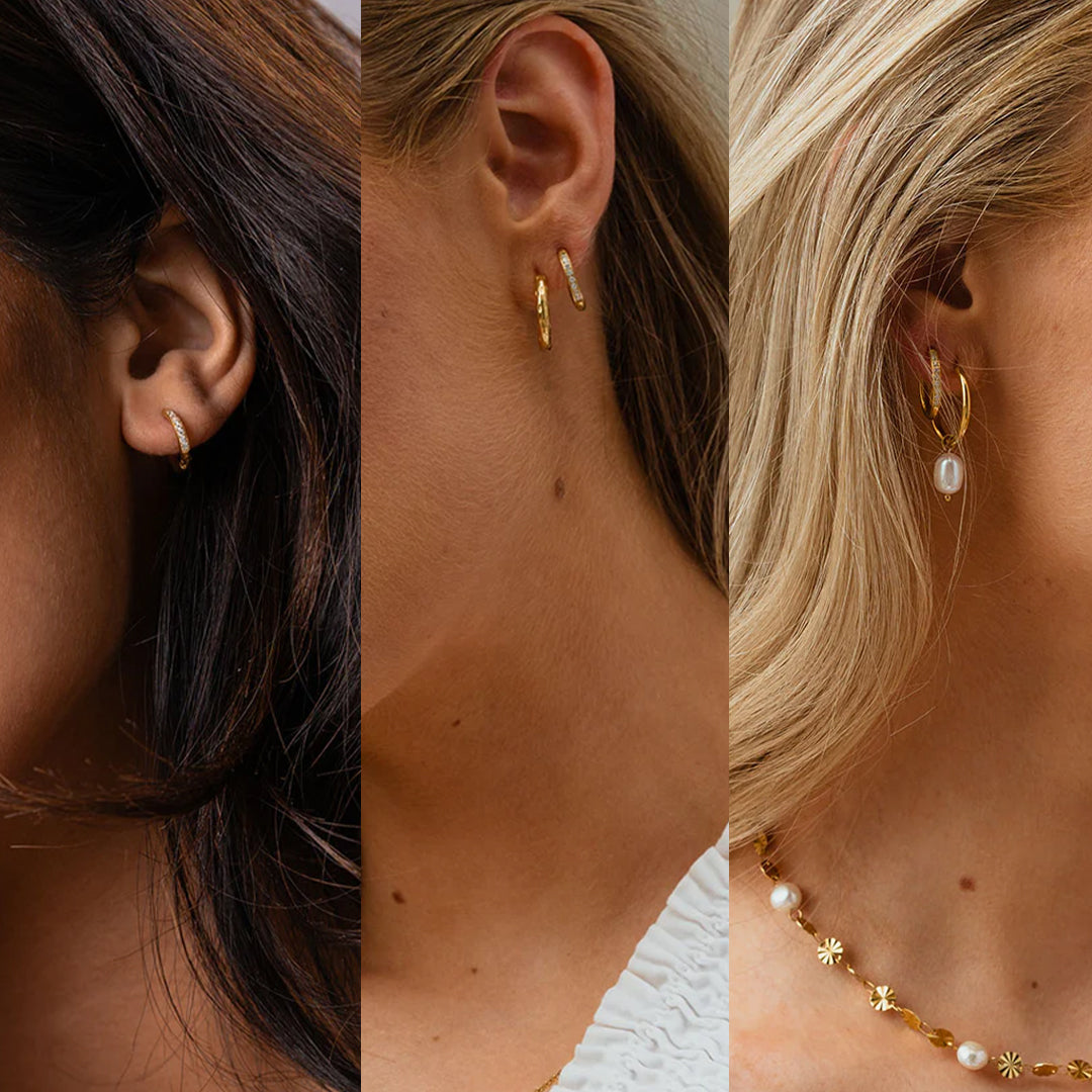 Zircon oorbellen 18K goldplated 12/14/16 mm - Josephine Nord