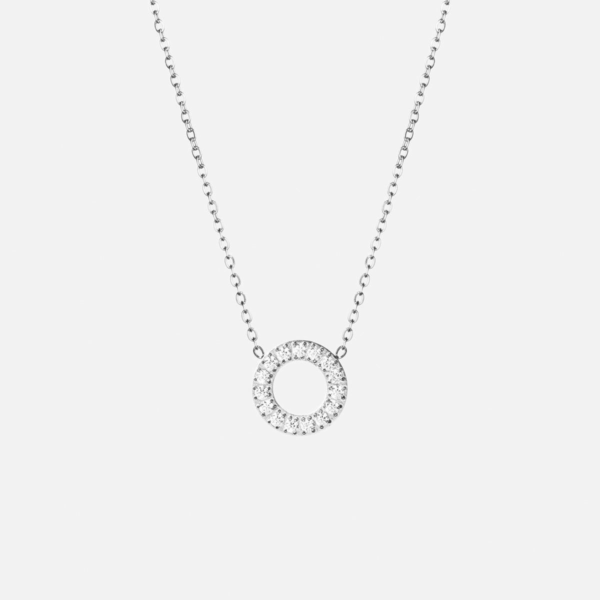 Circle Zirkonia Ketting Zilverkleurig 12 mm