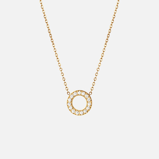 Circle Zirkonia Ketting 18K Goldplated 12 mm