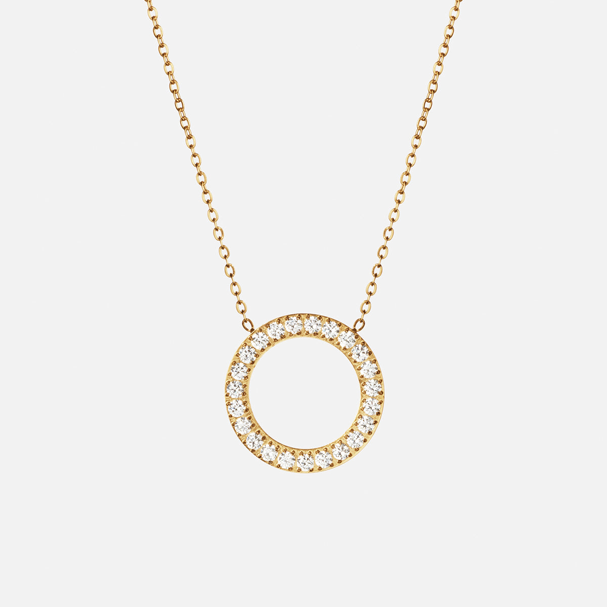 Circle Zirkonia Ketting 18K Goldplated 20 mm