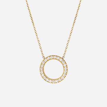 Circle Zirkonia Ketting 18K Goldplated 20 mm