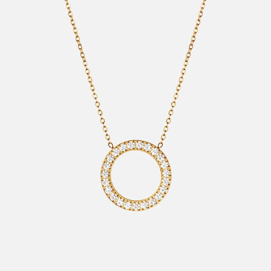 Circle Zirkonia Ketting 18K Goldplated 20 mm