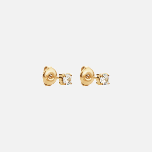 Classic Zirkonia Studs Oorbellen 18K Goldplated 4 mm
