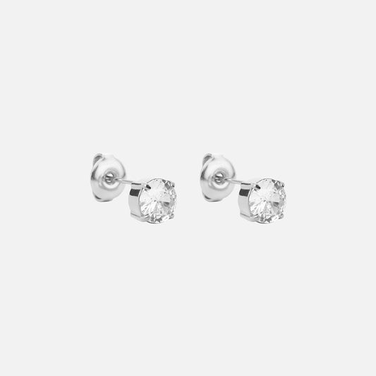 Classic Zirkonia Studs Oorbellen Zilverkleurig 6 mm