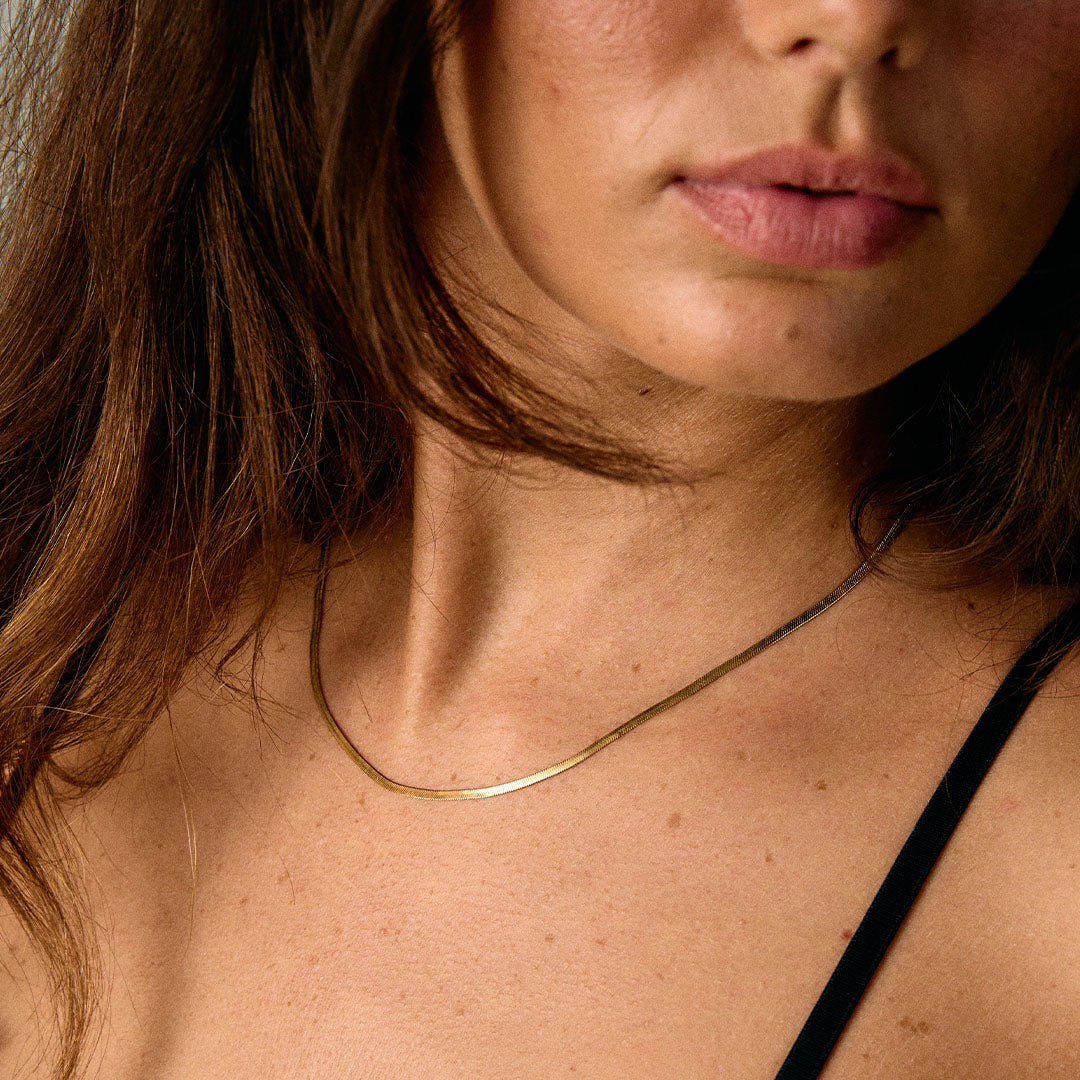 Platte Snake Ketting 18K Goldplated 2 mm