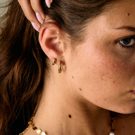 Wavy Hoops 20 mm + Wavy Hoops 14 mm 18K Goldplated