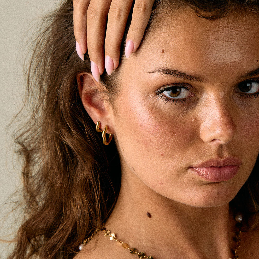 Wavy Hoops 20 mm + Wavy Hoops 14 mm 18K Goldplated