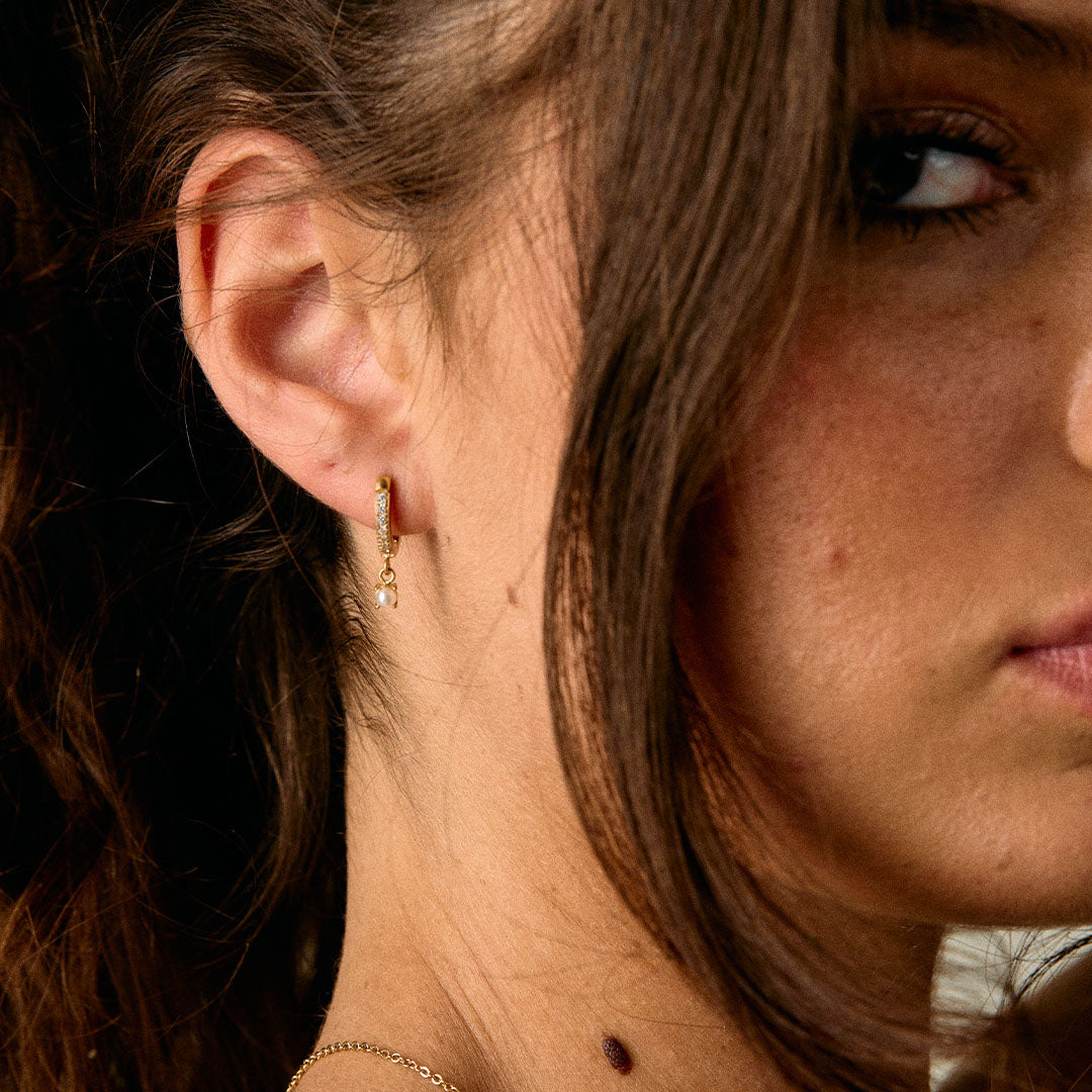Zirkonia Pearl Drops Oorbellen 18K Goldplated