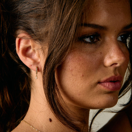 Zirkonia Pearl Drops Oorbellen 18K Goldplated