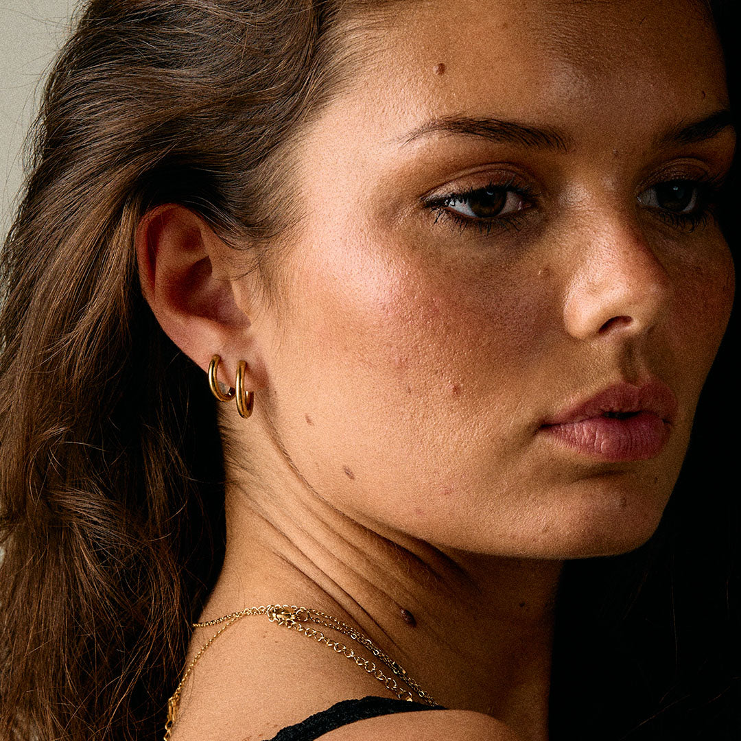 Basic Hoops Oorbellen 18K Goldplated 15 mm