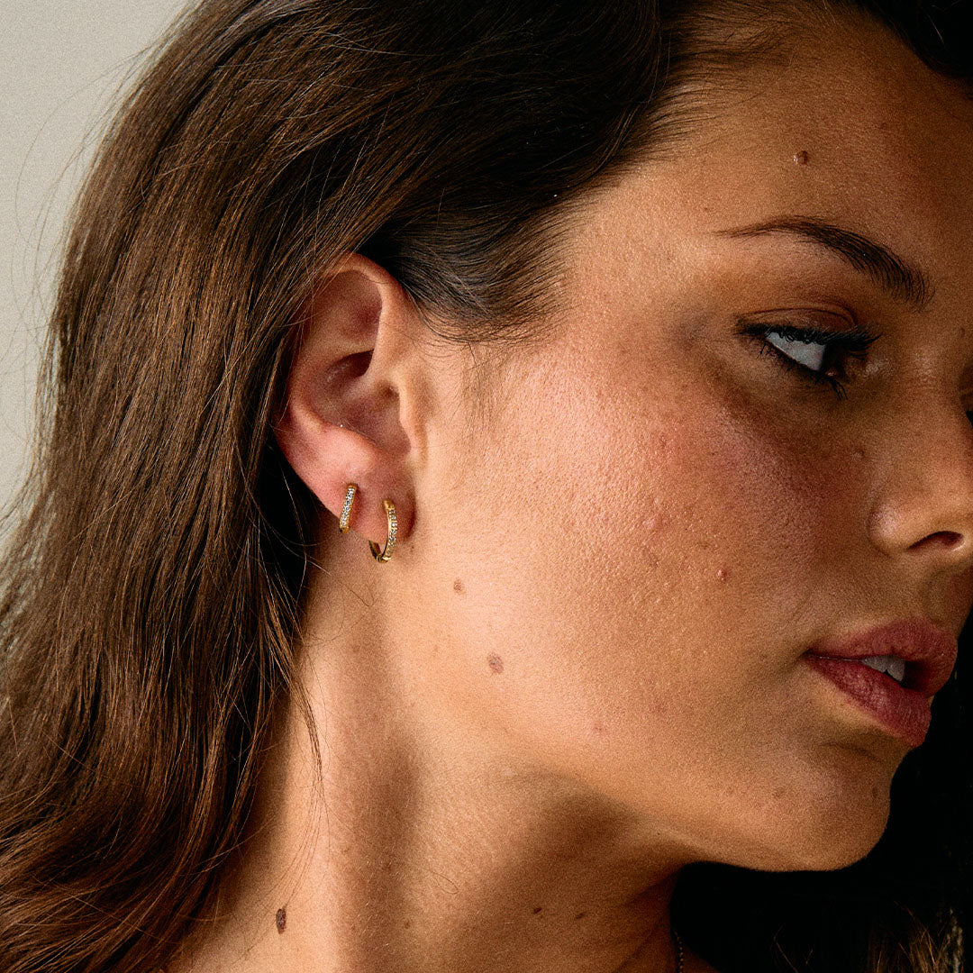 Zirkonia Hoops Oorbellen 18K Goldplated 14 mm