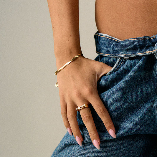 Platte Snake Armband 18K Goldplated 4 mm